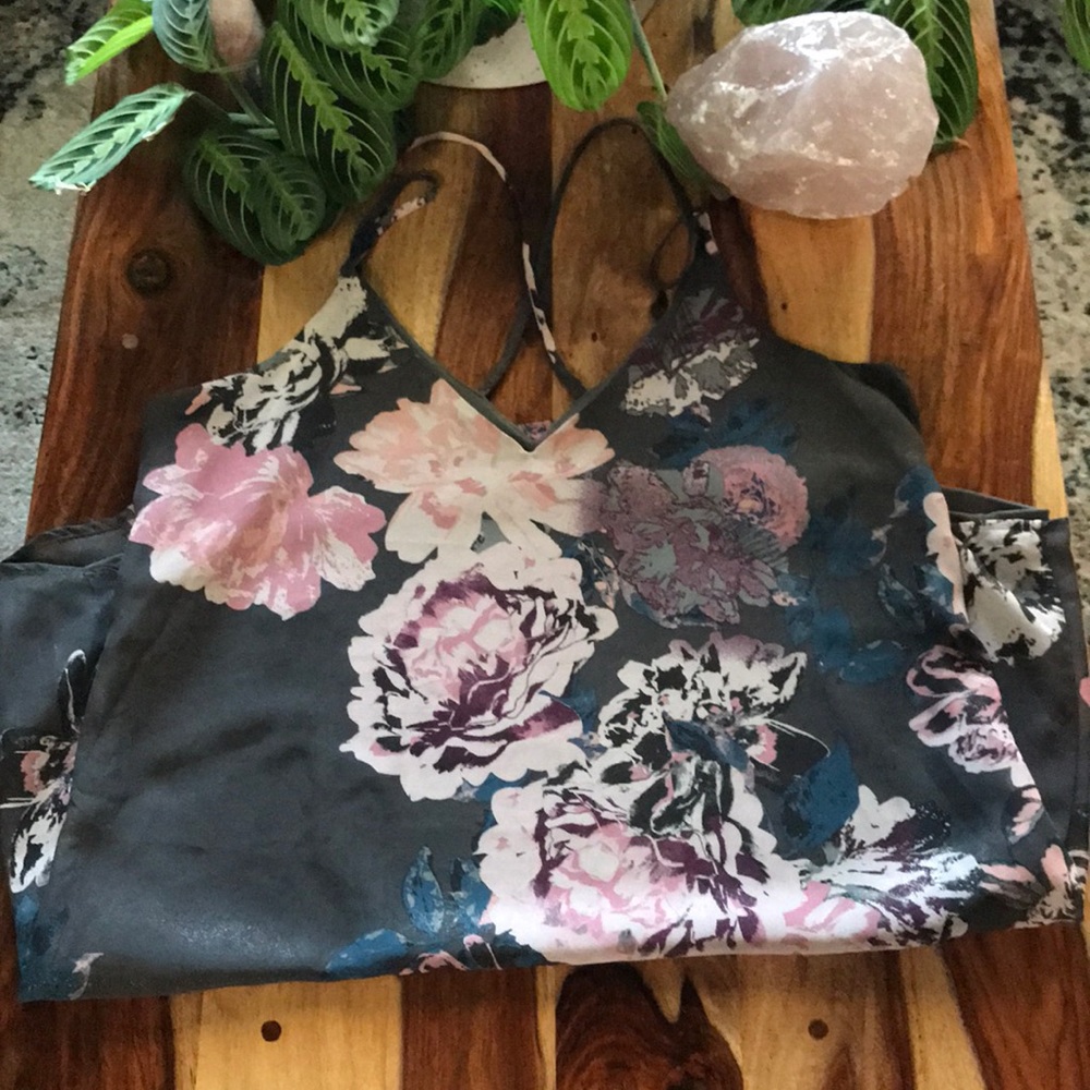Grey Floral Slip Dress